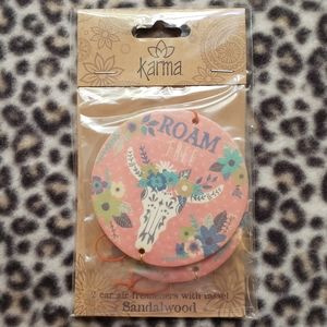 Karma Air Fresheners -"Roam Free" Longhorn Print - Sandalwood Scent, 2 Pack, NIP